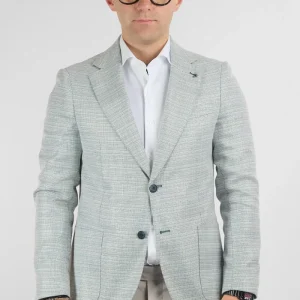 Giacca Lavorata Effetto Canapa EMA06 | Celeste