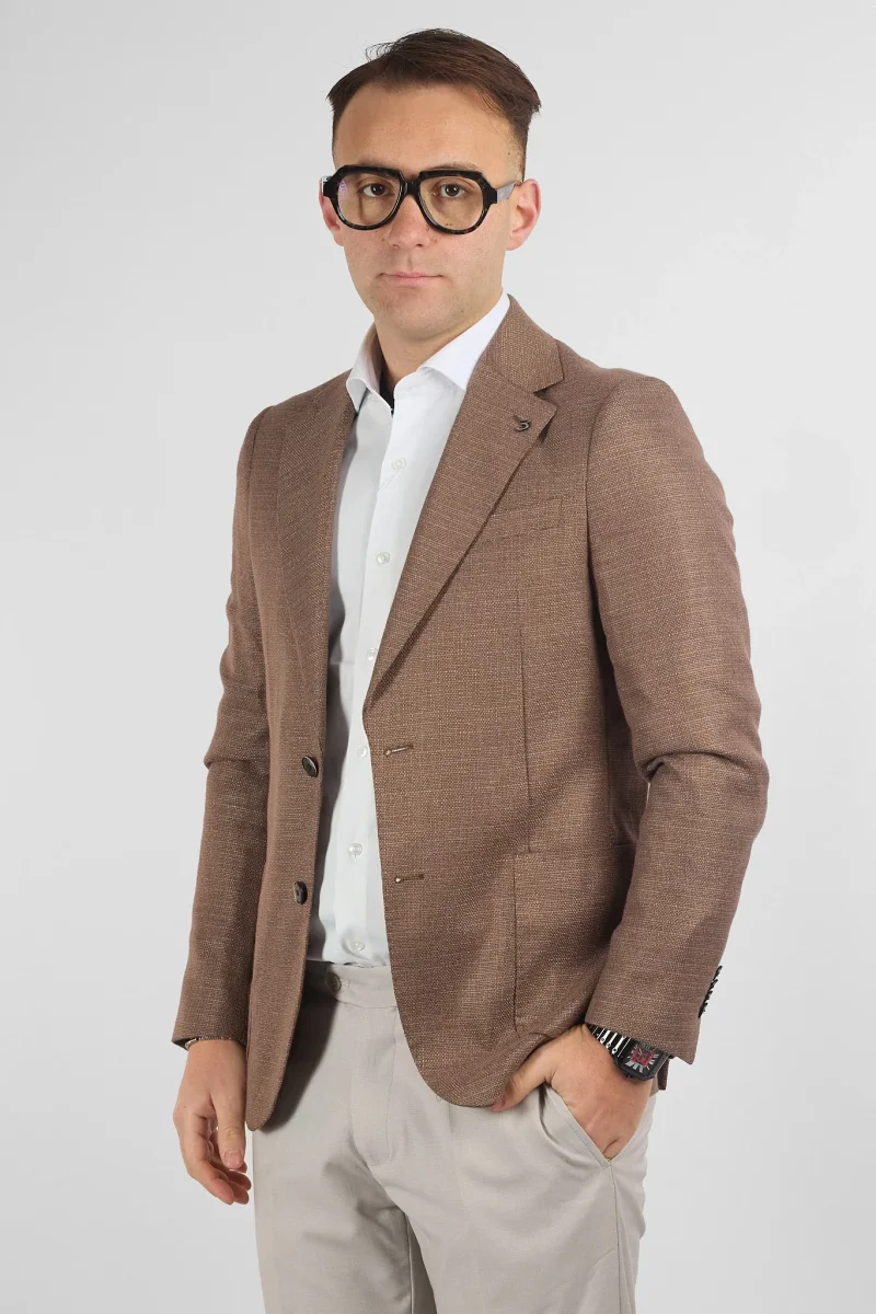 Giacca Lavorata Effetto Canapa EMA06 | Fango - immagine 3