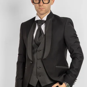 Abito Collo Coreana Collo Damascato 747 | Nero