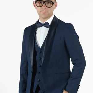 Smoking Basic con Gilet | Blu Scuro