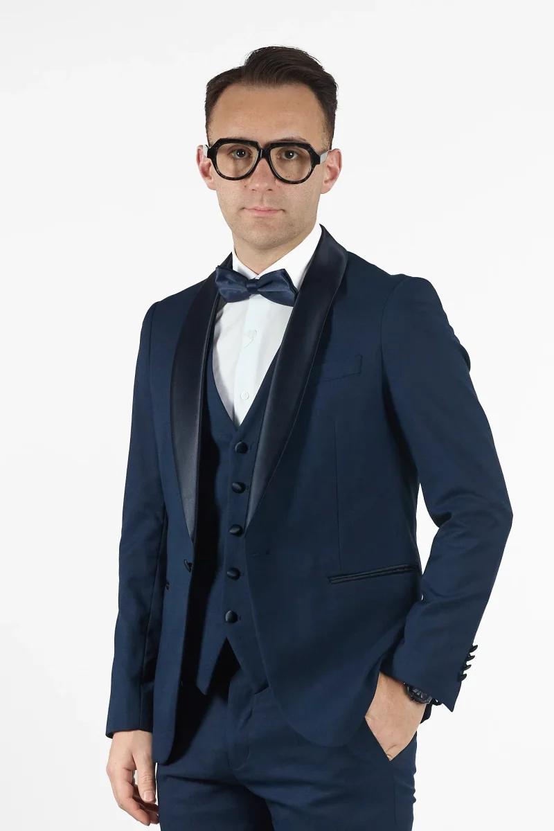 Smoking Basic con Gilet | Blu Scuro - immagine 2