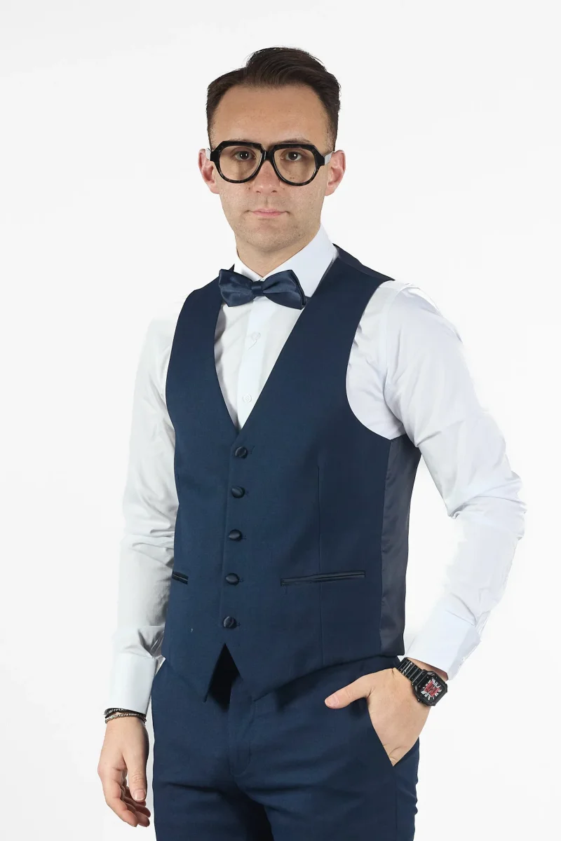 Smoking Basic con Gilet | Blu Scuro - immagine 7