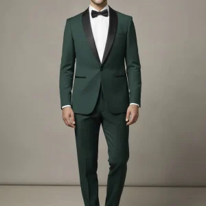 Smoking giacca e pantalone verde scuro