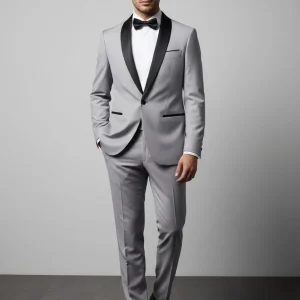 Abito completo giacca e pantalone smoking grigio perla