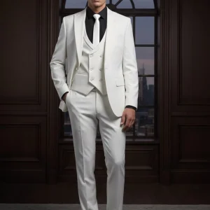 Abito completo giacca pantalone e gilet bianco monaco