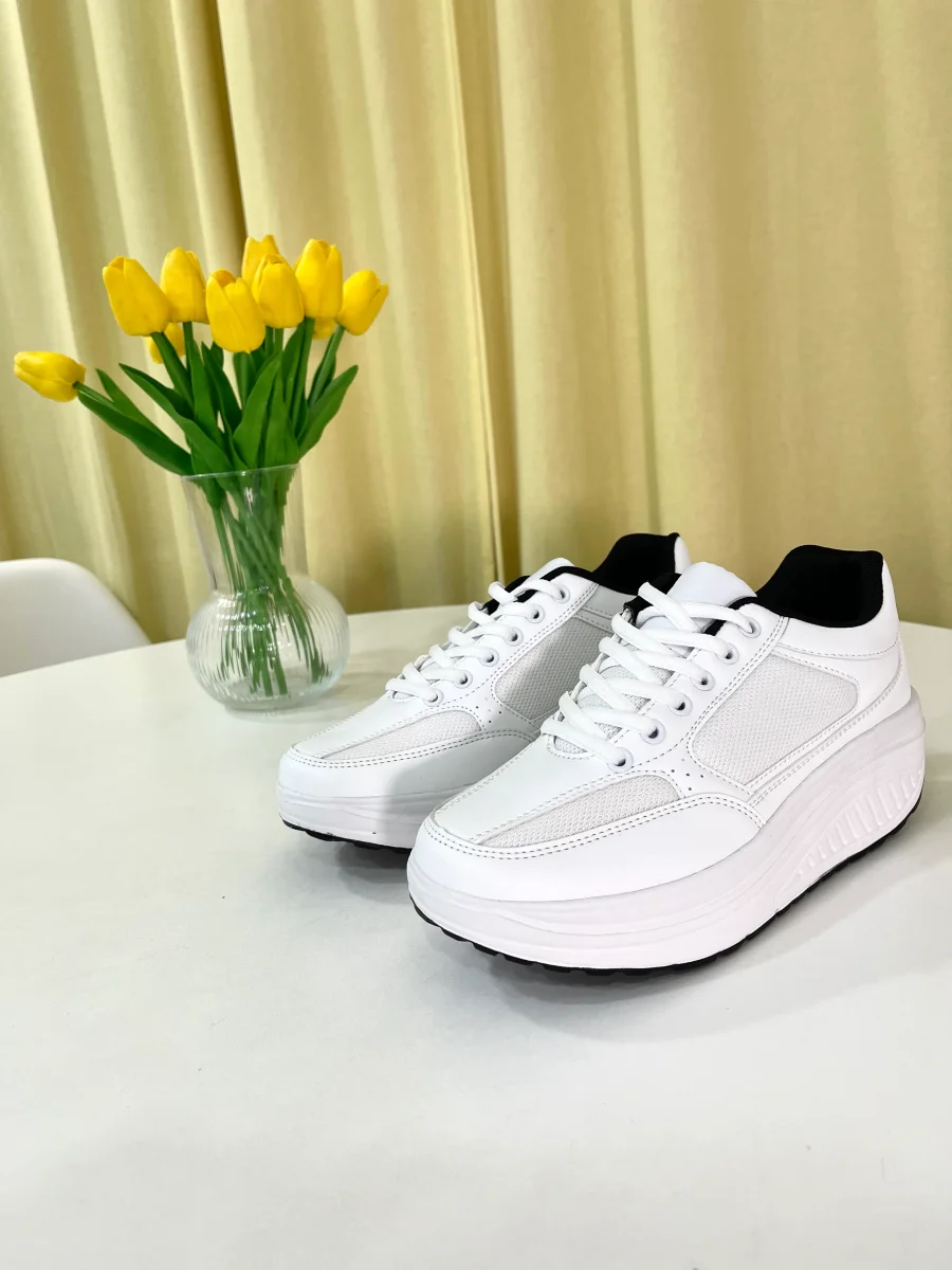 Scarpe Basculanti Donna Modello Pechino Bianco In Eco Pelle - immagine 5