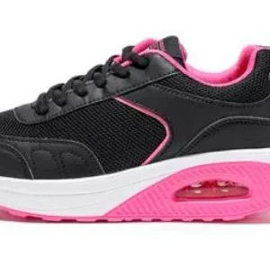 Scarpe Basculanti Nero Fuxia Modello Rio in Eco Pelle e Tessuto Con Lacci