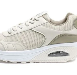 Scarpe Basculanti Beige Modello Rio in Eco Pelle e Tessuto Con Lacci