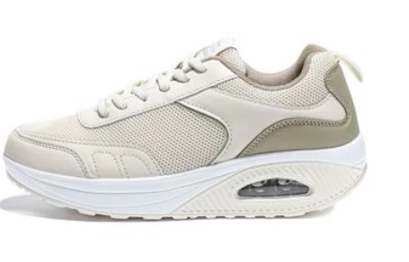 Scarpe Basculanti Beige Modello Rio in Eco Pelle e Tessuto Con Lacci - immagine 2