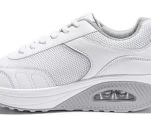 Scarpe Basculanti Bianco Modello Rio in Eco Pelle e Tessuto Con Lacci