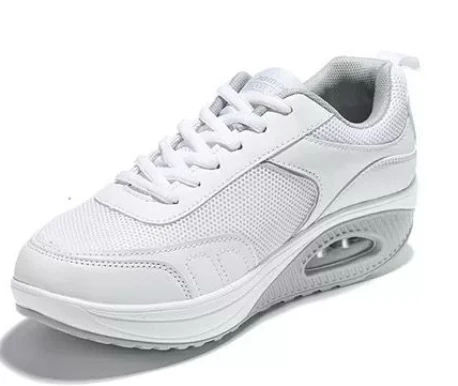 Scarpe Basculanti Bianco Modello Rio in Eco Pelle e Tessuto Con Lacci - immagine 5