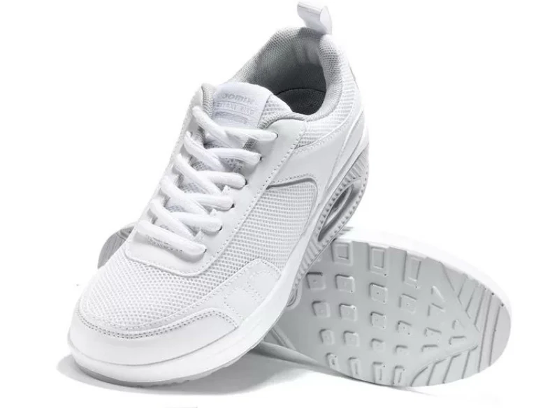 Scarpe Basculanti Bianco Modello Rio in Eco Pelle e Tessuto Con Lacci - immagine 3