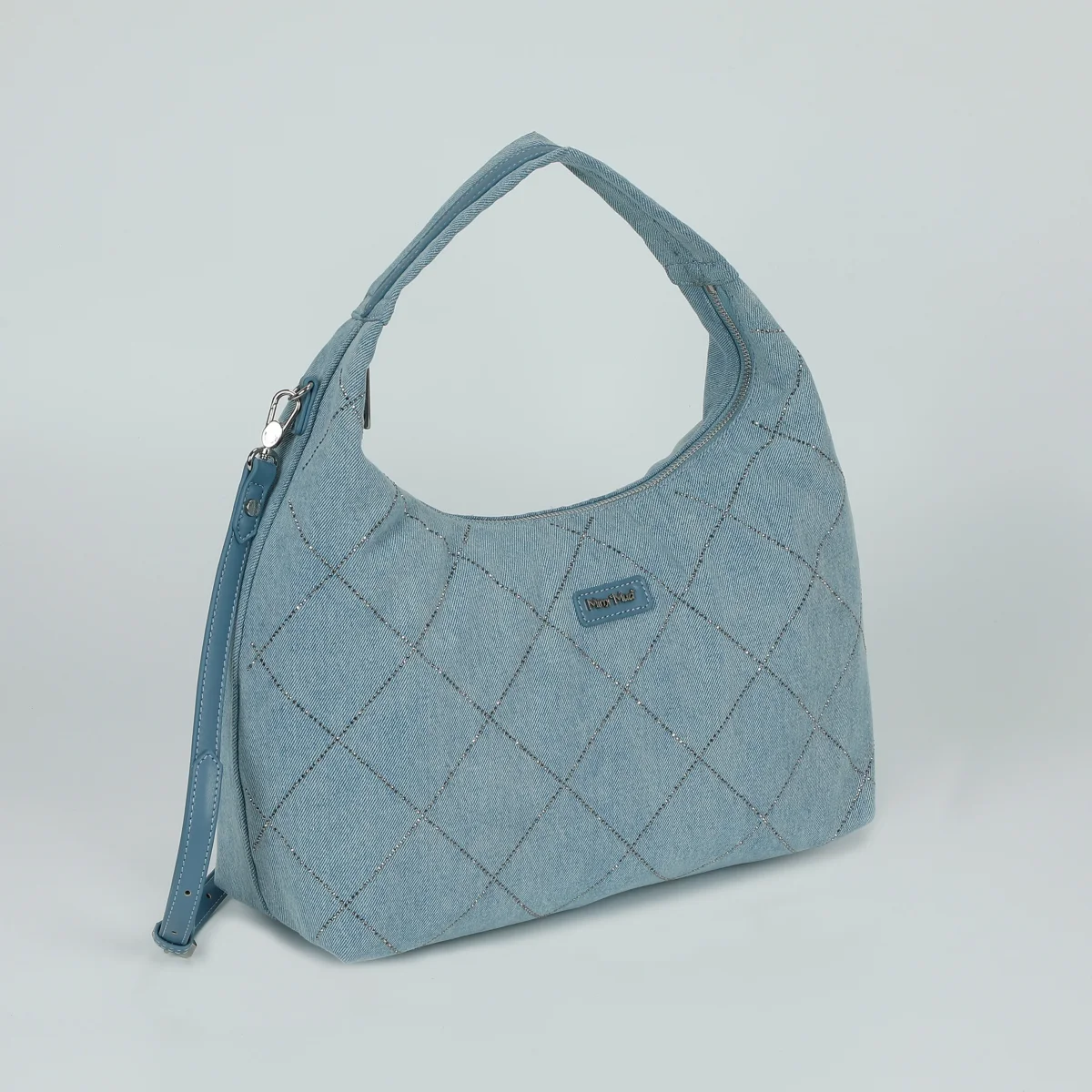 BORSA A SACCA IN JEANS CON STRASS - immagine 3