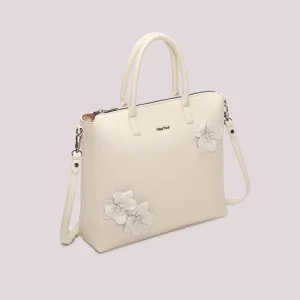 Shopper Con fiori Panna