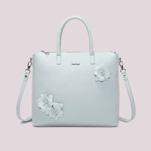 Borsa a Spalla Con Fiori Celeste