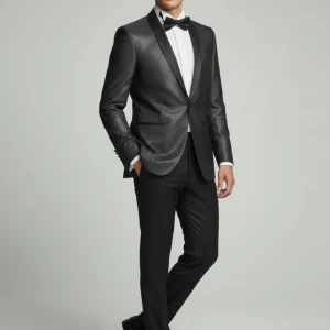 Abito completo smoking con brillantini nero