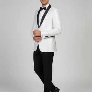 Abito completo smoking con brillantini bianco