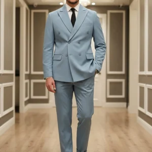 Abito doppio petto celeste polvere