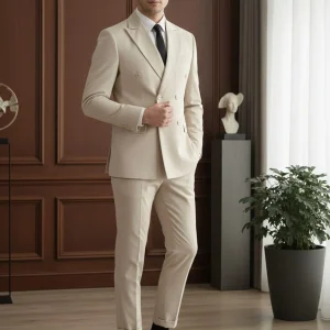 Abito doppio petto beige