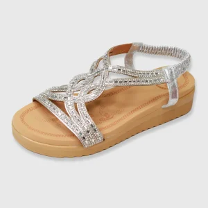 Sandalo con strass Modello Cannes Argento