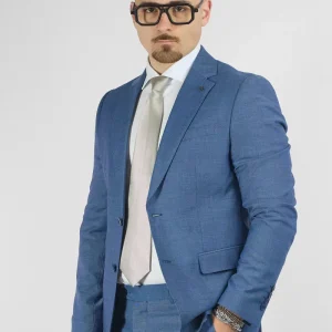 Abito Due Bottoni Tessuto Lavorato | Denim