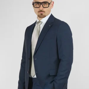 Abito Due Bottoni Tessuto Lavorato | Blu