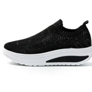 Scarpe Basculanti Nero Modello Amalfi in Tessuto Senza Lacci