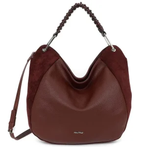 Borsa a spalla e tracolla Mimì-Muà Burgundy Camoscio