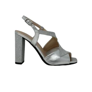 Sandalo col tacco JOEL A7531 LIZ LAME ARGENTO MICROGLITTER donna