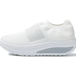 Scarpe Basculanti Bianco Modello Positano in Tessuto Senza Lacci