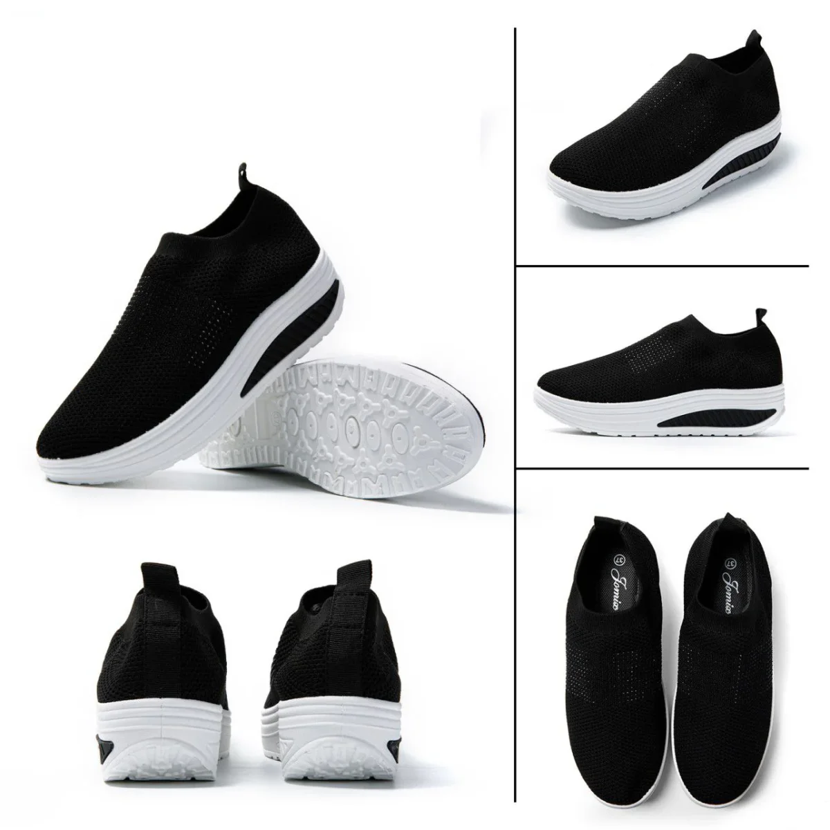 Scarpe Basculanti Nero Modello Positano in Tessuto Senza Lacci - immagine 3